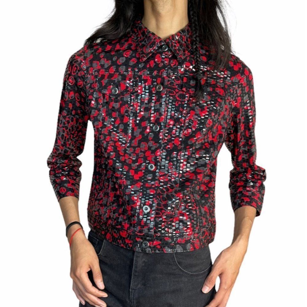 Spring Punk 90s Vintage Jacket Comfortable Red Black Unisex size Small Y2K Boho